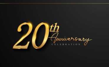 20th anniversary celebration logotype with handwriting golden color elegant design isolated on black background. vector anniversary for celebration, invitation card, and greeting card